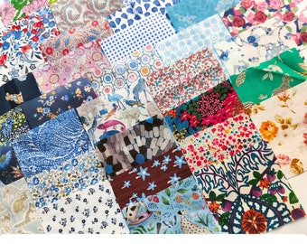 36 Liberty Fabric Scrap 3"x 3" inch Charm Squares Patchwork Quilting MULTICOLOURS - tana lawn cotton - floral fabric