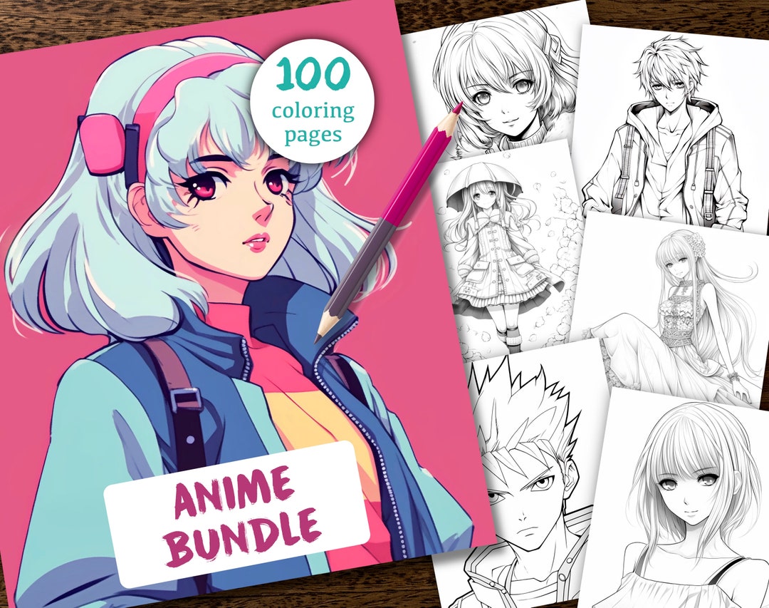Anime Coloring Book, Adult Coloring Pages 100 Coloring Sheets