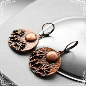 Boucles doreilles ethniques 'Copper Sun', Boucles doreilles vintage Flower image 2