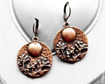 Boucles d’oreilles ethniques 'Copper Sun', Boucles d’oreilles vintage Flower