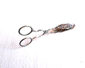 Art Deco Cake Tongs German Silver Plated Serving Utensil
