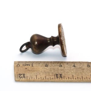 Antique seal stamp with castle emblem, late 19th–early 20th century, heraldic wax seal, collectible stamp or pendant