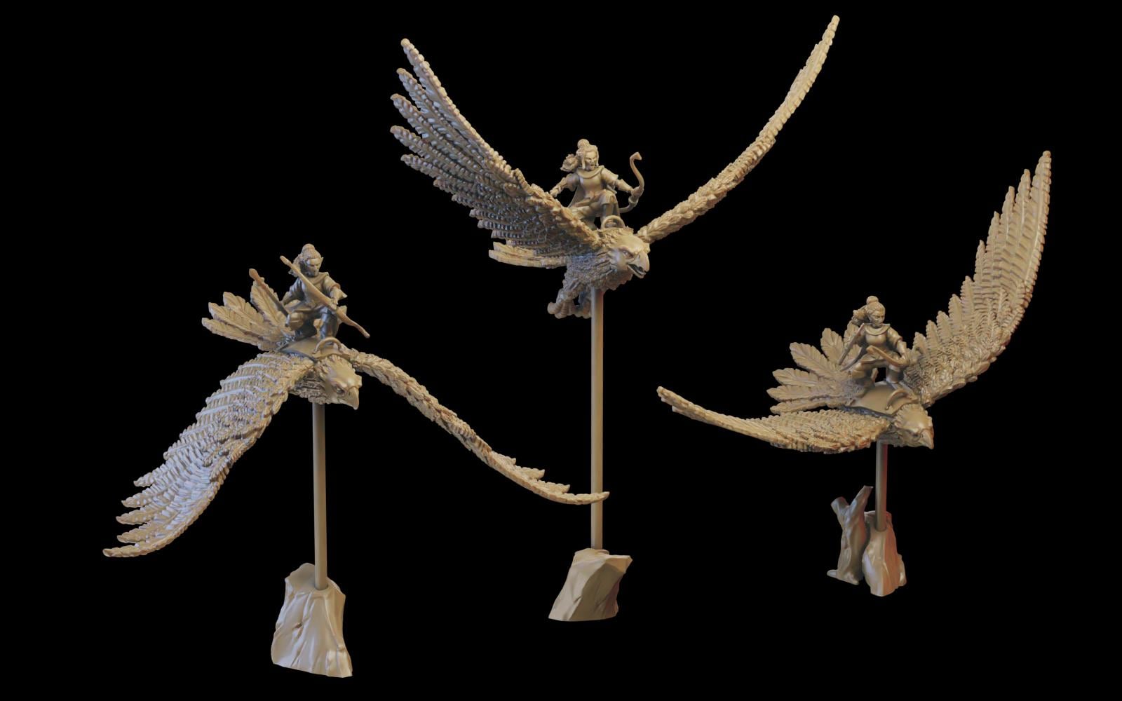 War Hawk Riders [3 Models], Ilhadiel, wood Elves, Sylvan, 9th Age, WAP, Forest, Flying Cavalry, Archers,