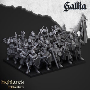 Knights of Gallia on Foot [2023 Update], Gallia, Highlands Miniatures, Kingdom of Equitaine, 9th Age, WAP, Wargaming, 28mm, 32mm, fantasy