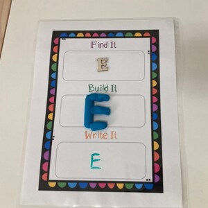 Encontre, construa, escreva para impressão/centro de alfabetização/cartas/atividade prática