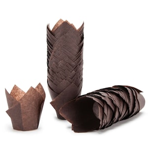 Grandes caissettes à muffins/cupcakes tulipes/emballages brun chocolat