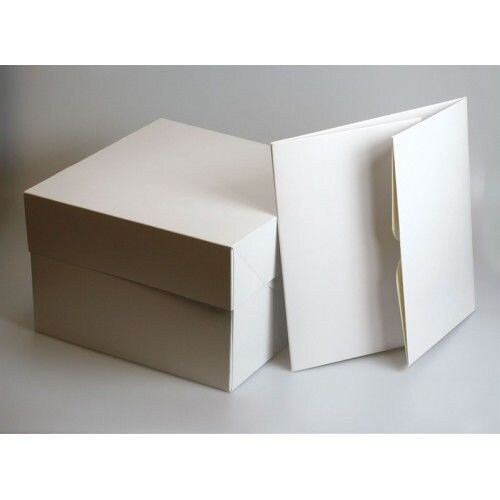 5 Weiße Kuchenboxen Mit Deckel – 20,3x20,3x15,2 Cm, Flach Verpackt Zum Selbstaufbau
