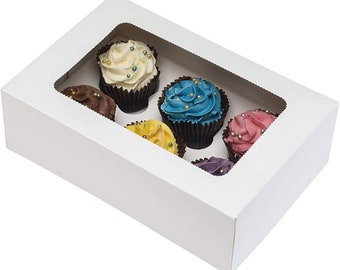 MUKCHAP Confezione da 25 scatole per cupcake bianche a 6 fori