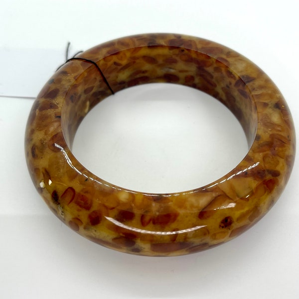 Natural Amber Bracelet One Piece of whole Amber 2.5 inches in diameter and 65.9 grams of Baltic Amber Rare colors Brown Red White Beige