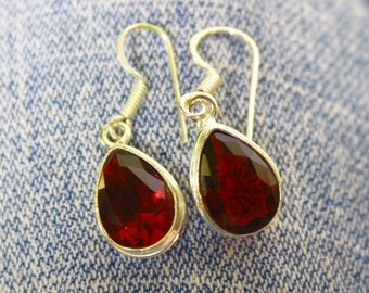 Blood Red Topaz Step-cut Faceted Pointed Flared Briolette