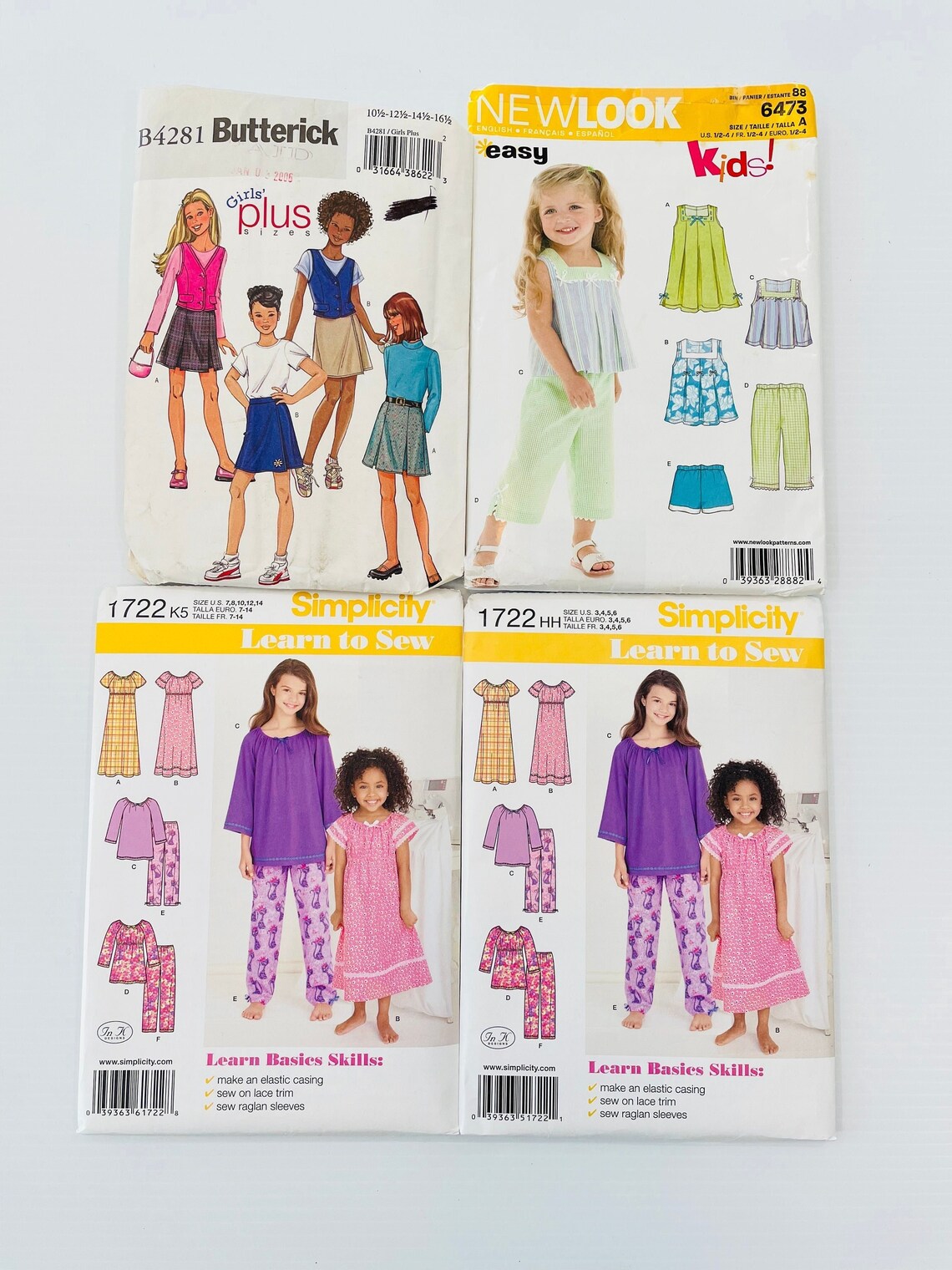 Sewing Pattern Butterick 4281, New Look 6473, Simplicity 1722, Girls ...
