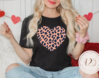 Leopard heart shirt- Valentine's Day Shirt- Custom Leopard design