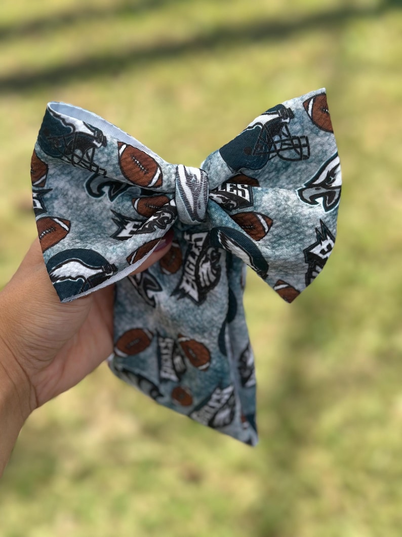 Philadelphia Eagles Headwrap Bows|Go Birds Baby Bows| Eagles Inspired Toddler Bows | NFL inspired Print | infant/toddler/girls/adult bows Midnight Green