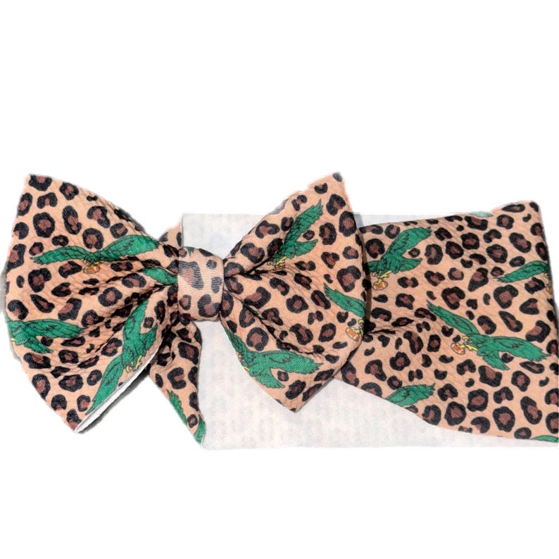 Philadelphia Eagles Headwrap Bows|Go Birds Baby Bows| Eagles Inspired Toddler Bows | NFL inspired Print | infant/toddler/girls/adult bows Brown Cheetah Birds