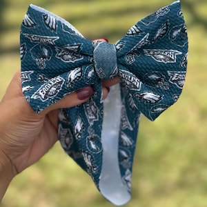 Philadelphia Eagles Headwrap Bows|Go Birds Baby Bows| Eagles Inspired Toddler Bows | NFL inspired Print | infant/toddler/girls/adult bows All Midnight Green