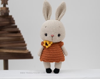 Tranguyenami- (FICHIER PDF) Crochet Bunny Girl (version robe à envoler)- Patron au crochet - Jouet au crochet - Patron Amigurumi - Patron anglais