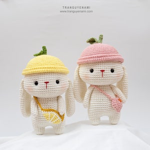 Tranguyenami- (PDF FILE) Crochet Bunny (Lemon/Peach)  - Crochet Pattern- Crochet Toy - Amigurumi Pattern- English Pattern