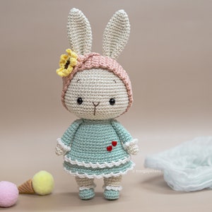 Tranguyenami PDF-BESTAND Gehaakt konijnenmeisje versie met twee lagen Amigurumi haakpatroon Gehaakt speelgoed Engels/Español/Portugees afbeelding 2