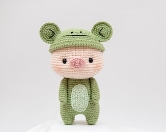 Tranguyenami- (FICHIER PDF) Crochet Pig- Crochet Frog- Crochet Pattern- Crochet Toy - Amigurumi Pattern- English Pattern