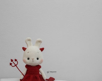 Crochet Bunny Pattern - Halloween Version- Red Devil