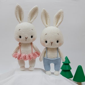 Tranguyenami- (PDF FILE) (2 in 1 pattern) Crochet Bunny Couple - Crochet Pattern- Language: English