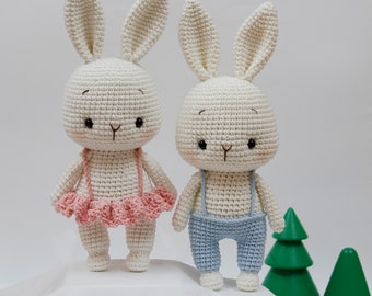 Tranguyenami- (FICHIER PDF) (modèle 2 en 1) Couple de lapins au crochet - Modèle au crochet - Langue : anglais