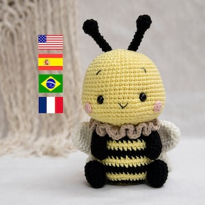 Tranguyenami- (PDF FILE)  Crochet Bee Pattern (English/Español/Français/Portuguese)- Amigurumi Pattern- Crochet Animal- Crochet Toy