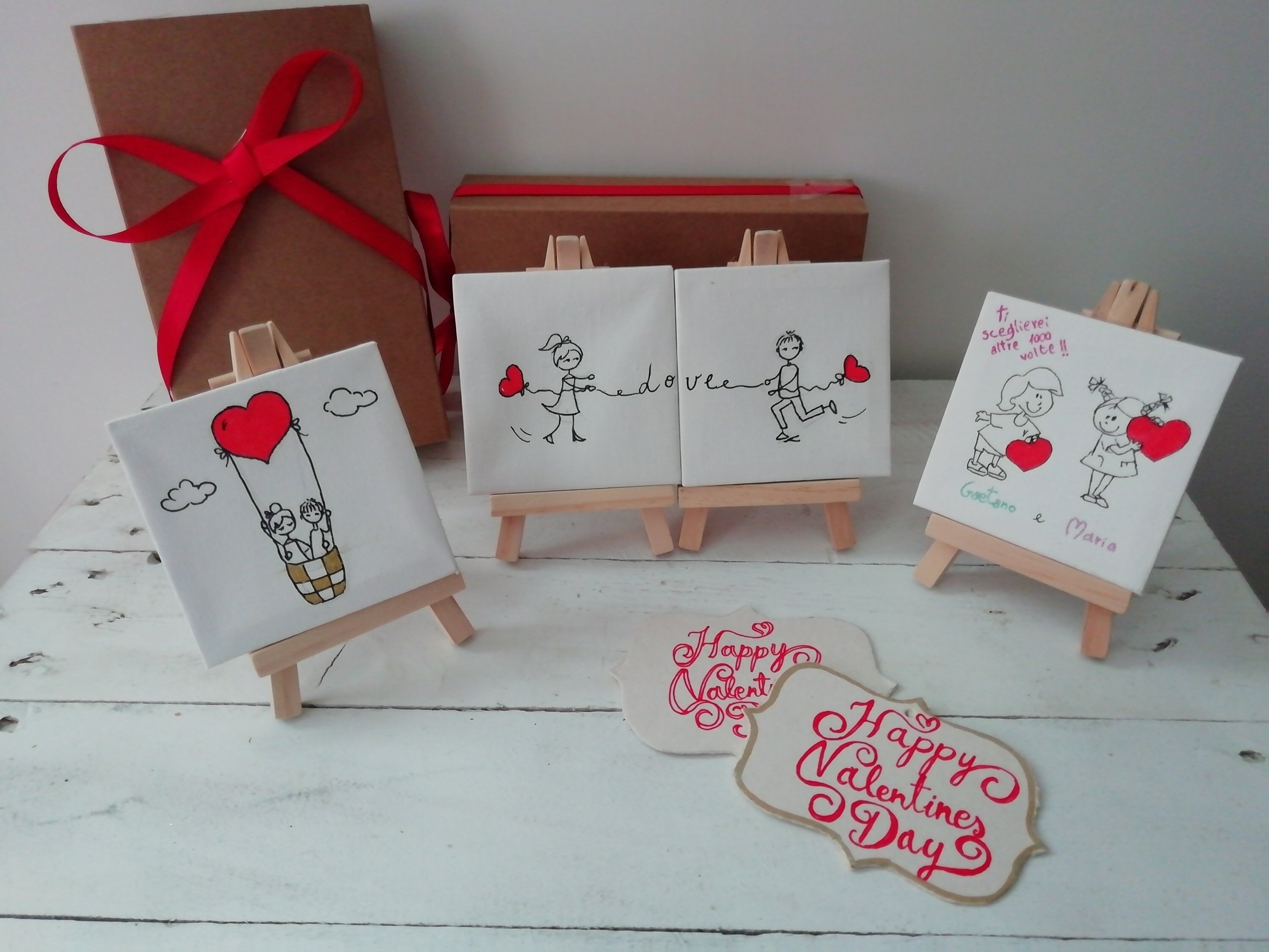 Set 4 Tele Con Cavalletto JMIATRY – Dimensioni 23x30 Cm, Cavalletti In Legno 40 Cm, Per Pittura Acrilica, Olio E Acquerello