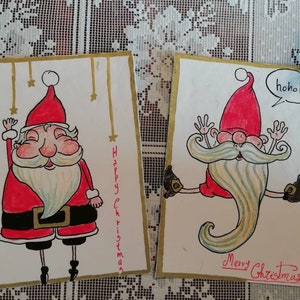 Cartoline di auguri merry Christmas, cartoline di Natale, cartoline babbo Natale, dipinte a mano, confezione inclusa.