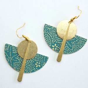 original green and gold Japanese paper earrings