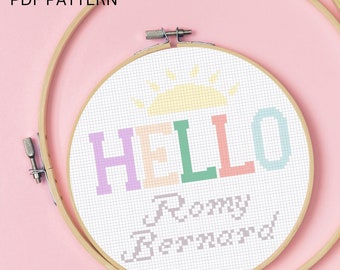 Patrón de punto de cruz personalizado para recién nacido (patrón PDF)