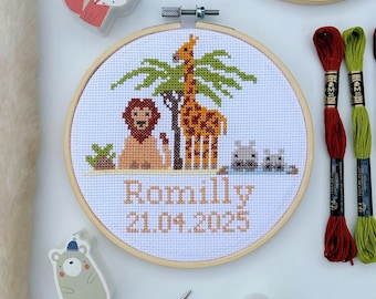 Kit de punto de cruz personalizado de animalito bebé: Bastidor para principiantes