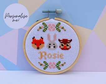 Modern Cross Stitch Kit - Personalised Baby Gift - New Baby Cross Stitch Kit