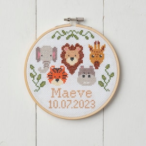 Modern Cross Stitch Kit - Personalised Baby Gift - New Baby Cross Stitch Kit