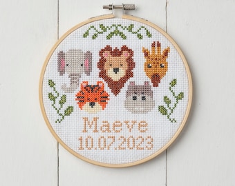 Modern Cross Stitch Kit - Personalised Baby Gift - New Baby Cross Stitch Kit