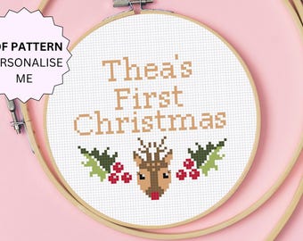 Patrón de punto de cruz personalizado para la primera Navidad del bebé (patrón PDF)