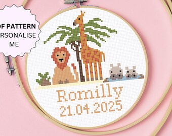 Patrón de punto de cruz personalizado para recién nacido (descarga en PDF)