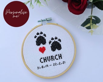 Pet Memory Cross Stitch Kit - Pet Memorial personalizado - Regalo de recuerdo para mascotas