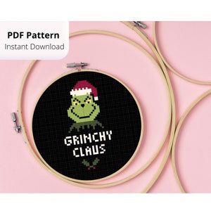 Grinch Cross Stitch Pattern - Christmas Cross Stitch for Beginners - Downloadable PDF Pattern