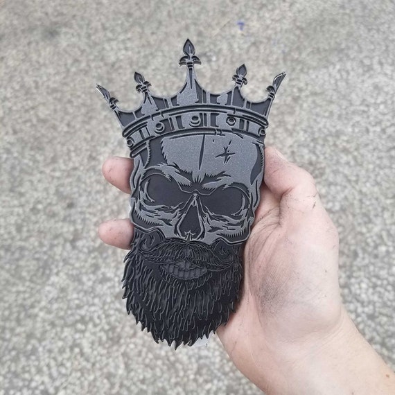 Emblème Tête De Mort Métal Noir 5,8 X 4,3 Cm - Autocollant 3D Résistant