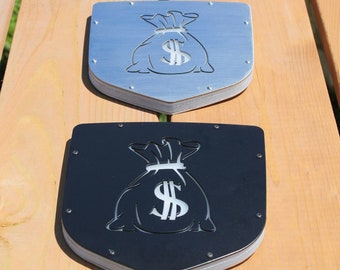 Emblema iluminado para portón trasero con forma de bolsa de dinero
