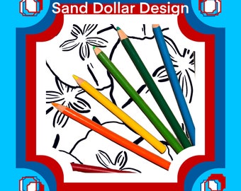 Sand Dollars Piled on Beach Neatly Painting or Coloring Printable Traceable Color Page, science, child, adult, Downloadable, tropical, ocean