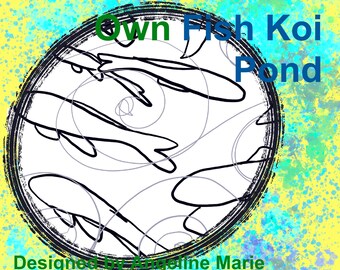 Tranquil Koi Fish Swimming, Pond, Pool, Tropical Painting or Coloring Printable Traceable Color Page, science, child, adult, Downloadable