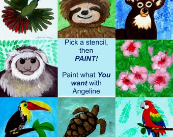 Rainforest Animal Paint Your Own Stencil Kit Directions for Adults, All Levels, Downloadable, Printable