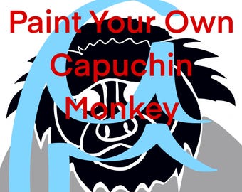 Capuchin White Face Monkey Paint Your Own Stencil Kit Directions for Adults, All Levels, Downloadable, Printable