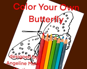 Butterfly Beautiful Butterfly Coloring Page Printable Traceable Color Page, Painting, science, child, adult, Downloadable