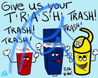 Trash Cans Cheerleading Use Us! Trash Cans for All Trash Digital Download for Restrooms Guest Bathrooms Where Toilet Paper Into Trash Only