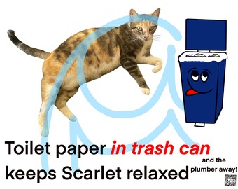 Scarlet Villas Costa Rica "Keep Scarlet Relaxed" Printable Sign - Featuring Scarlet the Cat Mascot!  Funny Humor Sign Downloadable Print