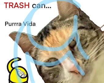 Scarlet Villas Costa Rica "Please Use Trash Can" Printable Sign - Featuring Scarlet the Cat Mascot!  Funny Humor Sign Downloadable Print