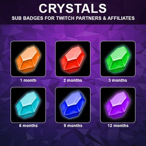 Crystals Sub Badges | Twitch Kick Crystals Subscribers Loyalty Sub Bit Badges